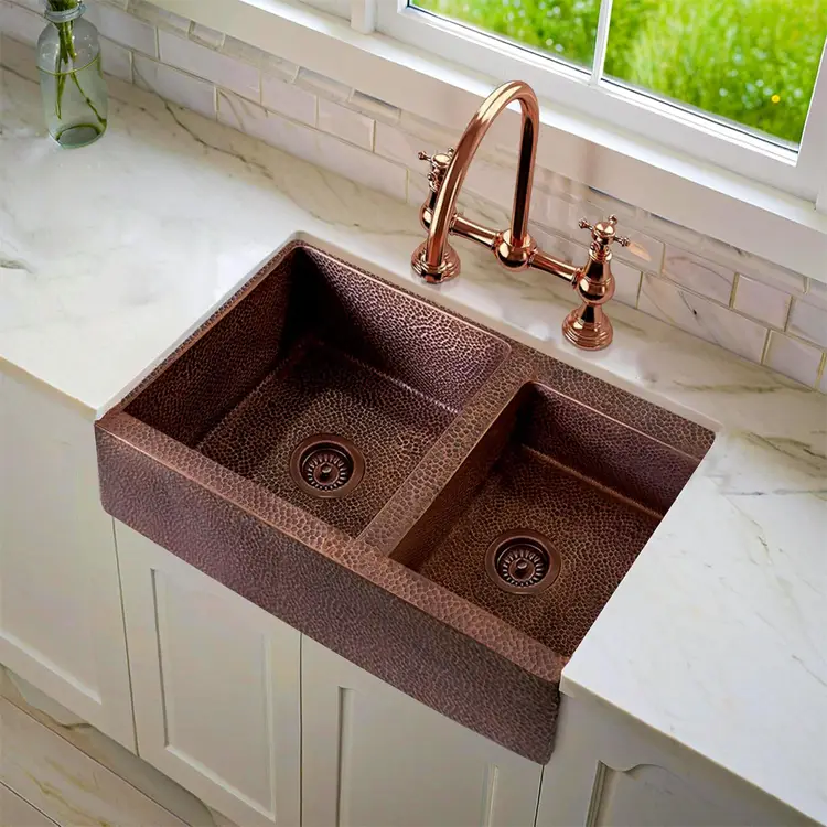 ct copper tailor 33' copper farmhouse kitchen 60 40 double bowl sink ct copper tailor 33' copper farmhouse kitchen 60 40 double bowl sink